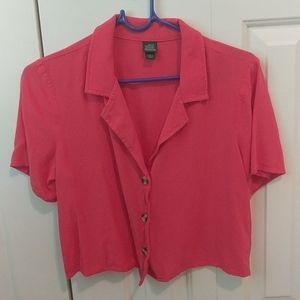 Crop button down sz small